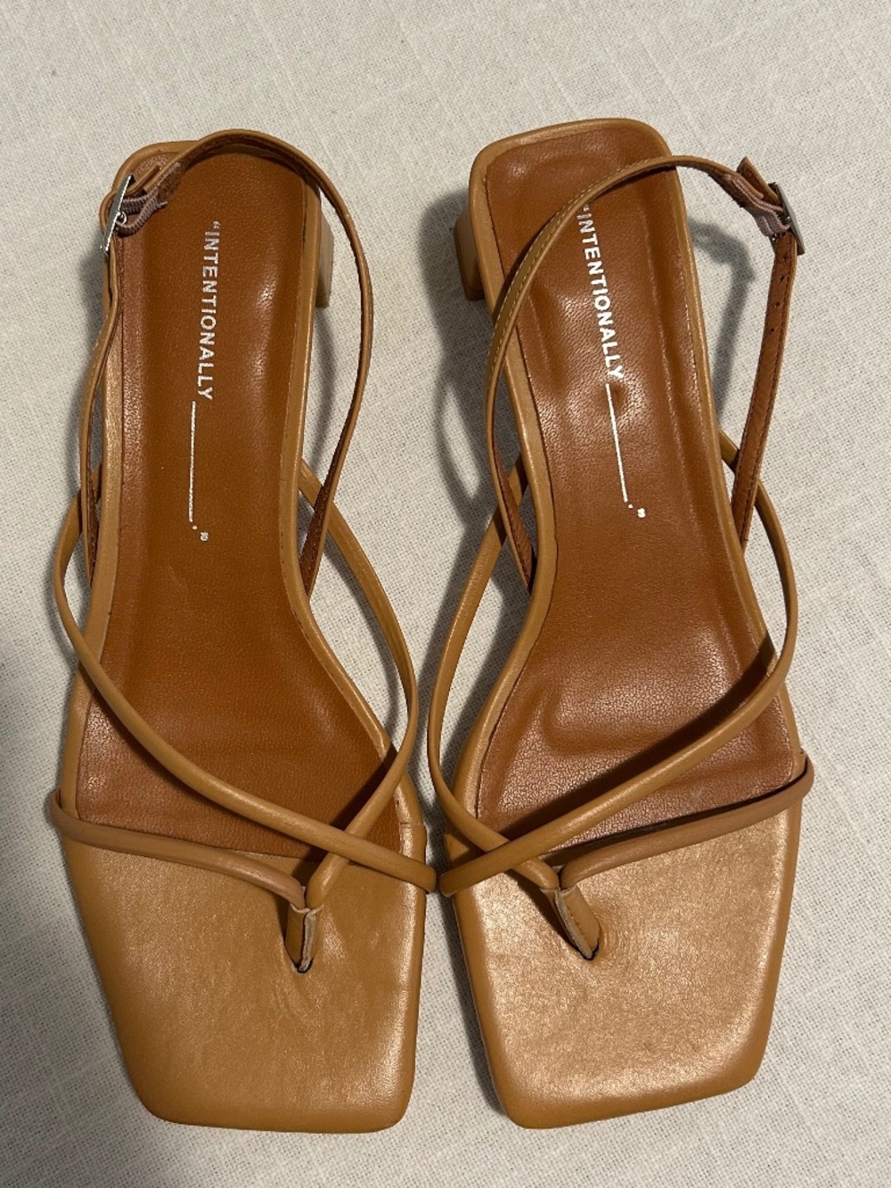 Block kitten heel nude sandals